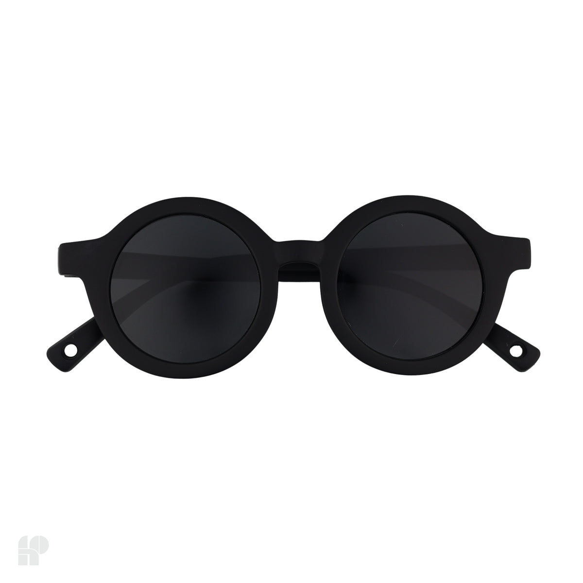 Little Roundabouts Matte Black baby sunglasses, front view on white