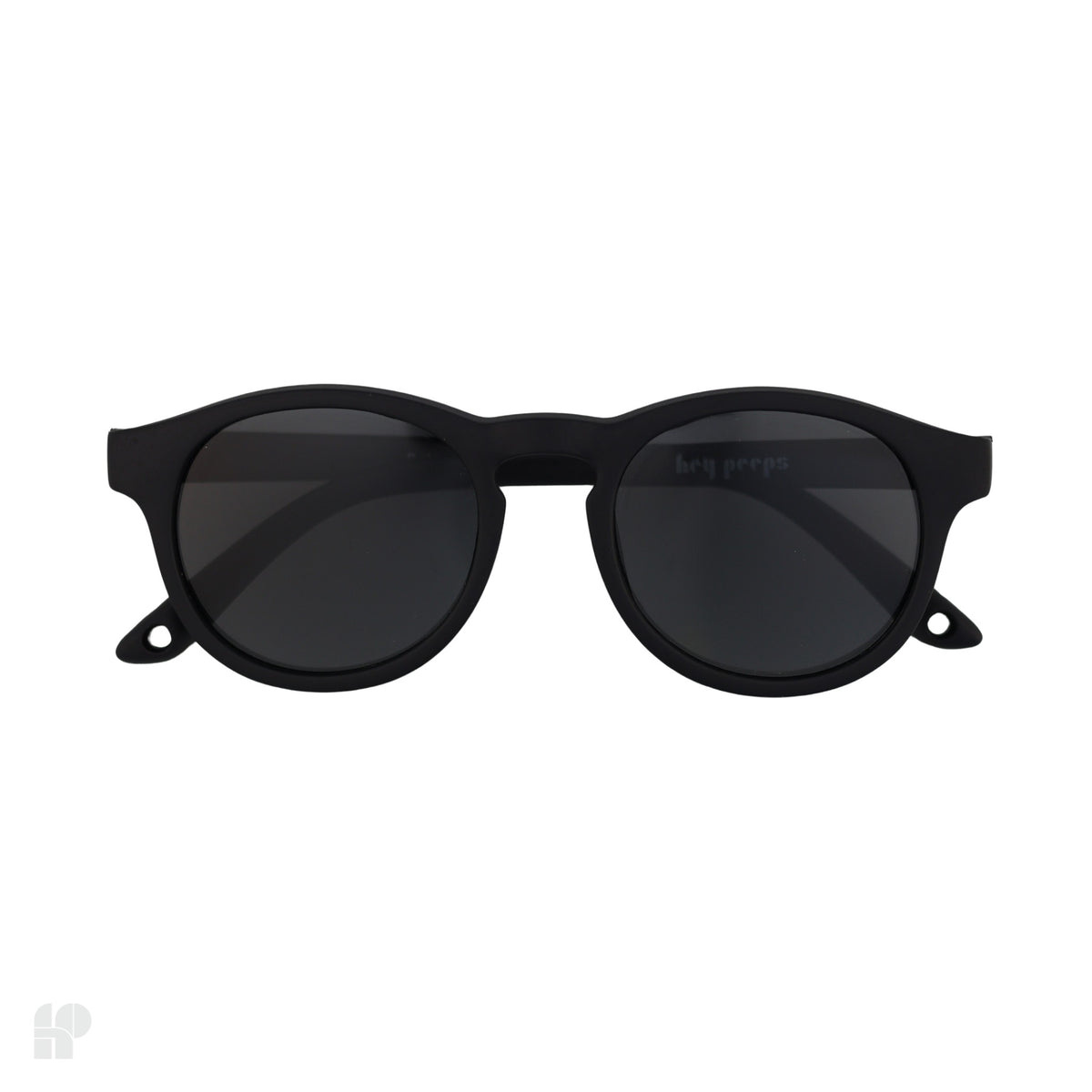 Little Keypers Matte Black baby sunglasses, front view on white