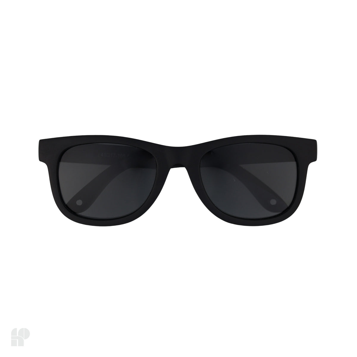 Little Legends Matte Black baby sunglasses, front view on white