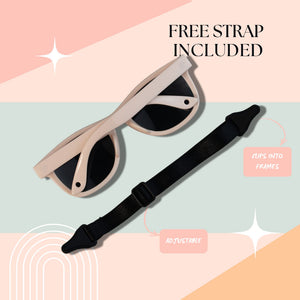 Little Legends Cream baby sunglasses with adjustable strap