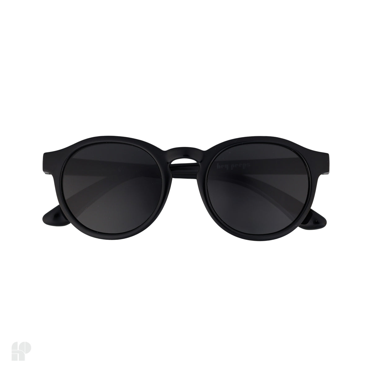 Keypers Matte Black kids sunglasses, front view on white