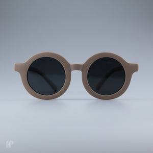 Roundabouts Mocha kids sunglasses, front view on grey