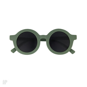 Roundabouts Sage Green kids sunglasses, front view on white