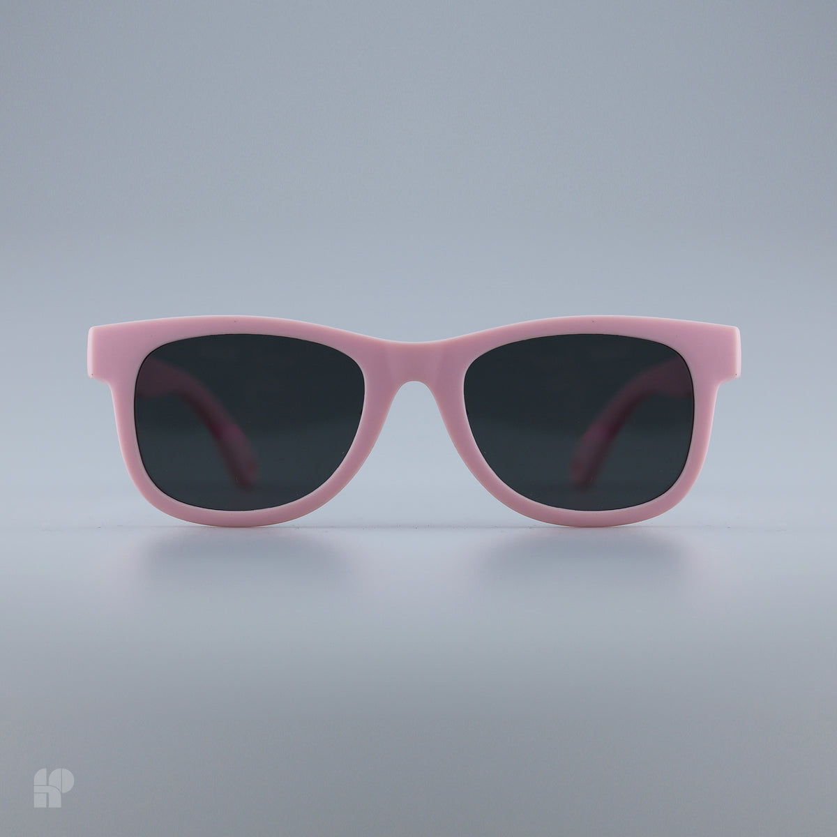 Little Legends Pink baby sunglasses, front view on grey