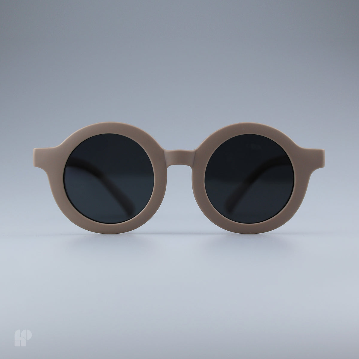 Roundabouts Mocha kids sunglasses, front view on grey