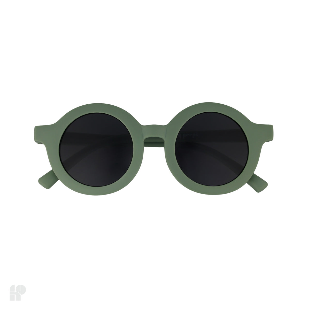 Roundabouts Sage Green kids sunglasses, front view on white